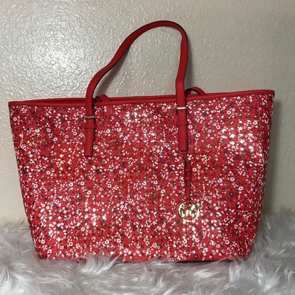 Michael Kors Jet Set Large Carry All Tote Floral - Picture 2 of 6